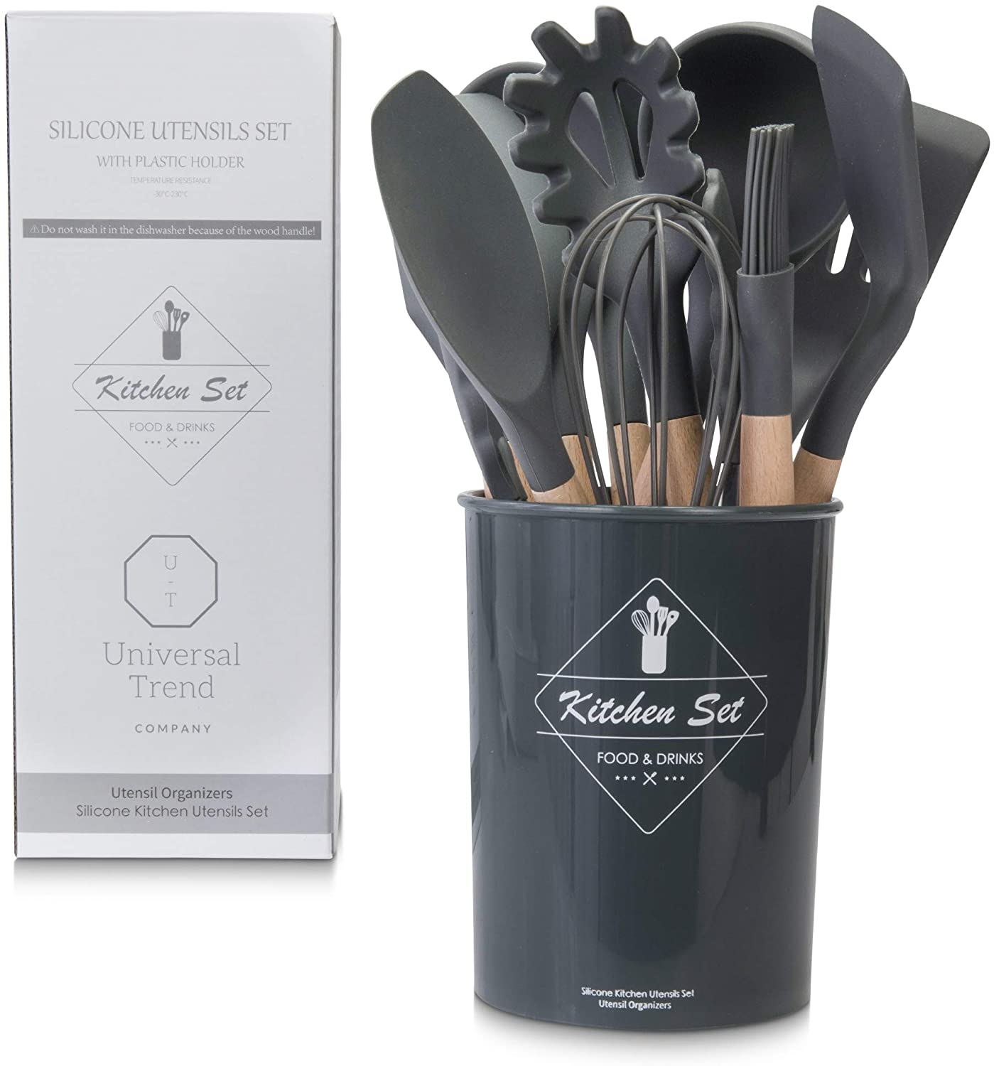 Non-Stick Wooden Spatula Set - 230°C Heat Resistant - Non-Scratch Cook's Gadgets - Silicone Utensils