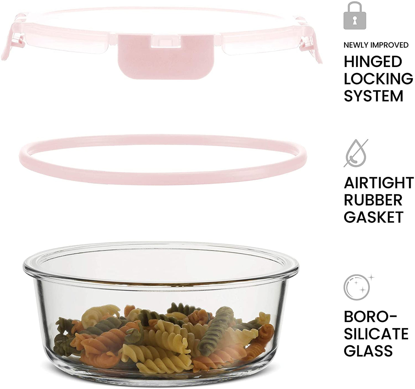 Newly Innovated Hinged BPA-free Locking lids - 100% Leakproof Glass Meal-Prep Containers, Great On-the-Go & Freezer-to-Oven-Safe Food Containers