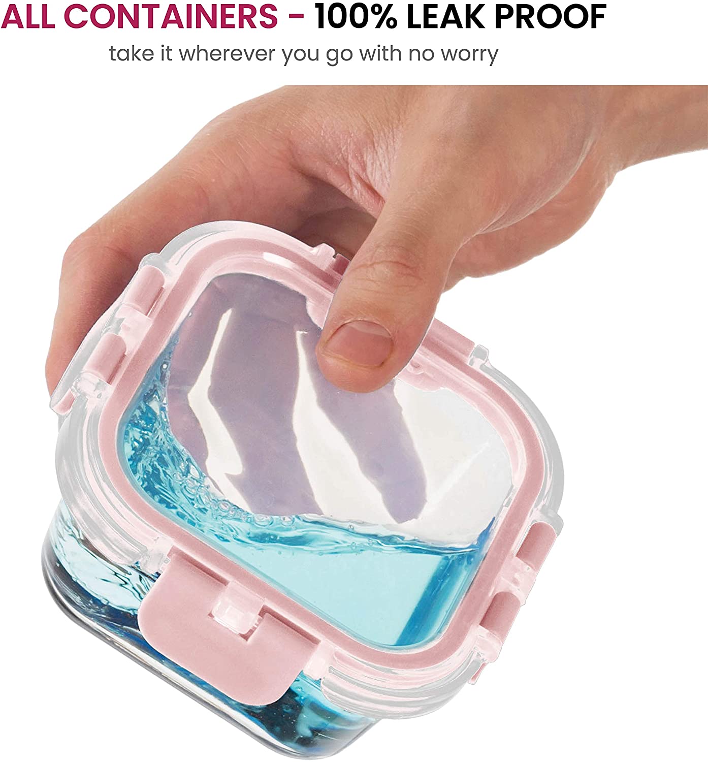 Newly Innovated Hinged BPA-free Locking lids - 100% Leakproof Glass Meal-Prep Containers, Great On-the-Go & Freezer-to-Oven-Safe Food Containers