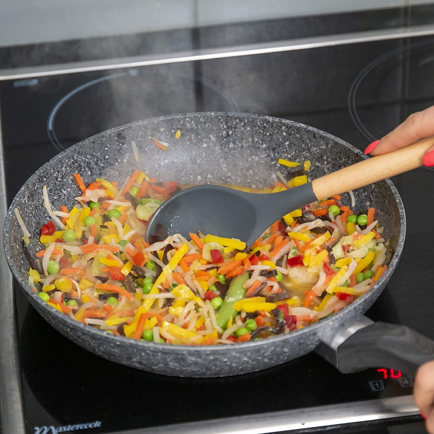 Non-Stick Wooden Spatula Set - 230°C Heat Resistant - Non-Scratch Cook's Gadgets - Silicone Utensils