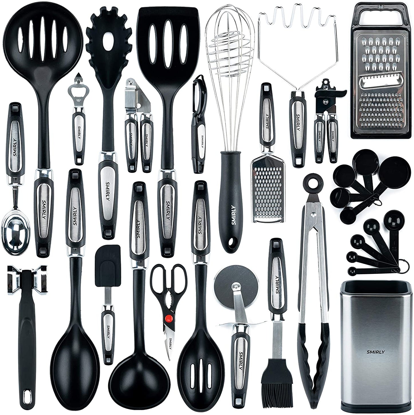 Kitchen Utensils Set with Holder: Silicone Cooking Utensils Set for Nonstick Cookware, KitcCooking Set Kitchen Set for Home Kitchen Accessories Set