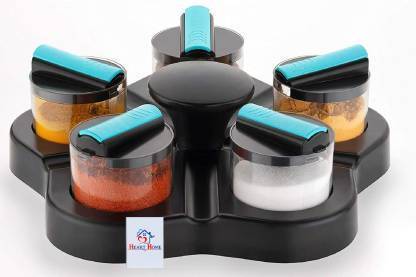 Home Plastic Multipurpose Spice Rack 5 Piece Condiment Set 250Ml
