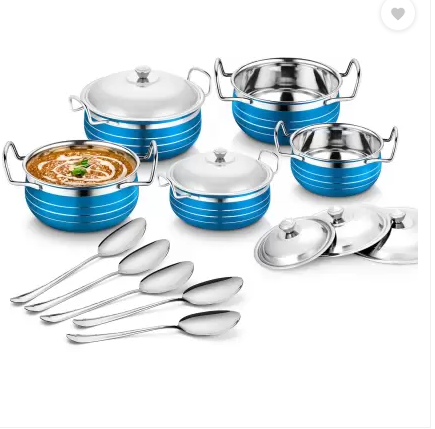 Classic Essential 5pcs coloured handi Induction Bottom Cookware Set (Stainless Steel, 5 - Piece)