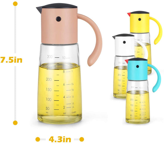 Vucchini Kitchen Leakproof Cooking Olive Oil & Vinegar Dispenser Bottle ,300 ml 11oz with Non-Drip Spout and Non-Slip Handle, Gift