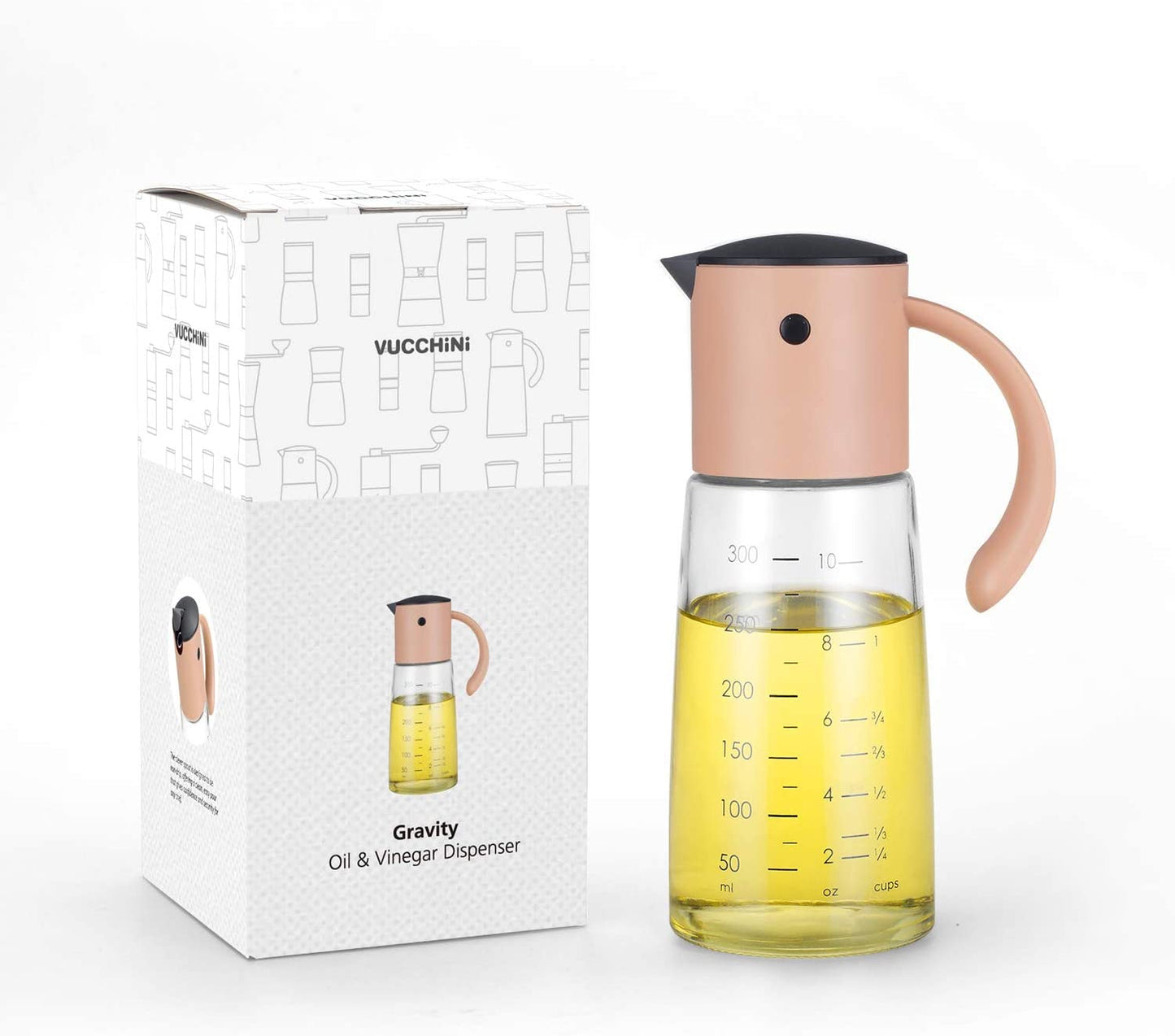 Vucchini Kitchen Leakproof Cooking Olive Oil & Vinegar Dispenser Bottle ,300 ml 11oz with Non-Drip Spout and Non-Slip Handle, Gift