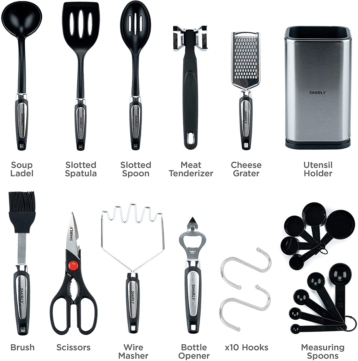 Kitchen Utensils Set with Holder: Silicone Cooking Utensils Set for Nonstick Cookware, KitcCooking Set Kitchen Set for Home Kitchen Accessories Set
