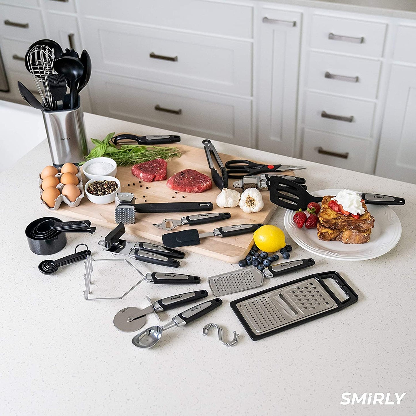 Kitchen Utensils Set with Holder: Silicone Cooking Utensils Set for Nonstick Cookware, KitcCooking Set Kitchen Set for Home Kitchen Accessories Set