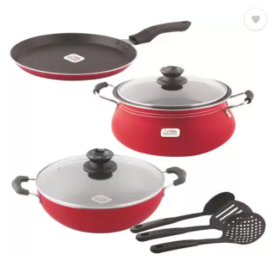 REAL KITCHEN 8 Pcs Gift Set Cookware Set (PTFE (Non-stick), 8 - Piece)