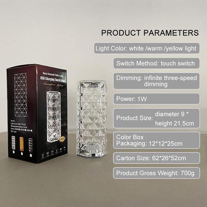 3 Color Touch Diamond Crystal Lamp- Exclusively Imported Item