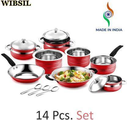 WIBSIL Induction Bottom Cookware Set (Steel, 14 - Piece)